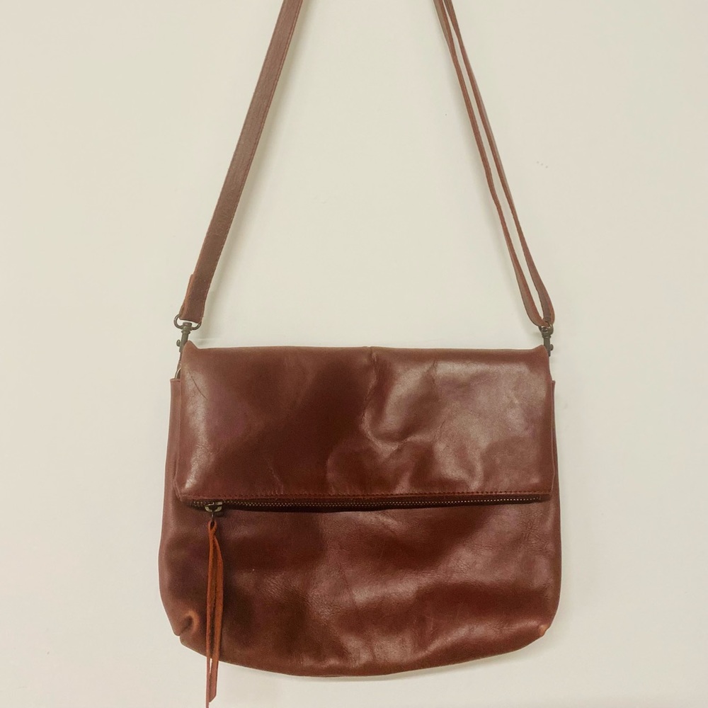 ABLE Emnet Foldover Crossbody Leather Bag - WHISKEY - Handcrafted